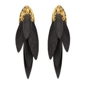 Luxury Wood And Gold Plates Leaf Earrings Beverly Hills Worthy Fabulous!